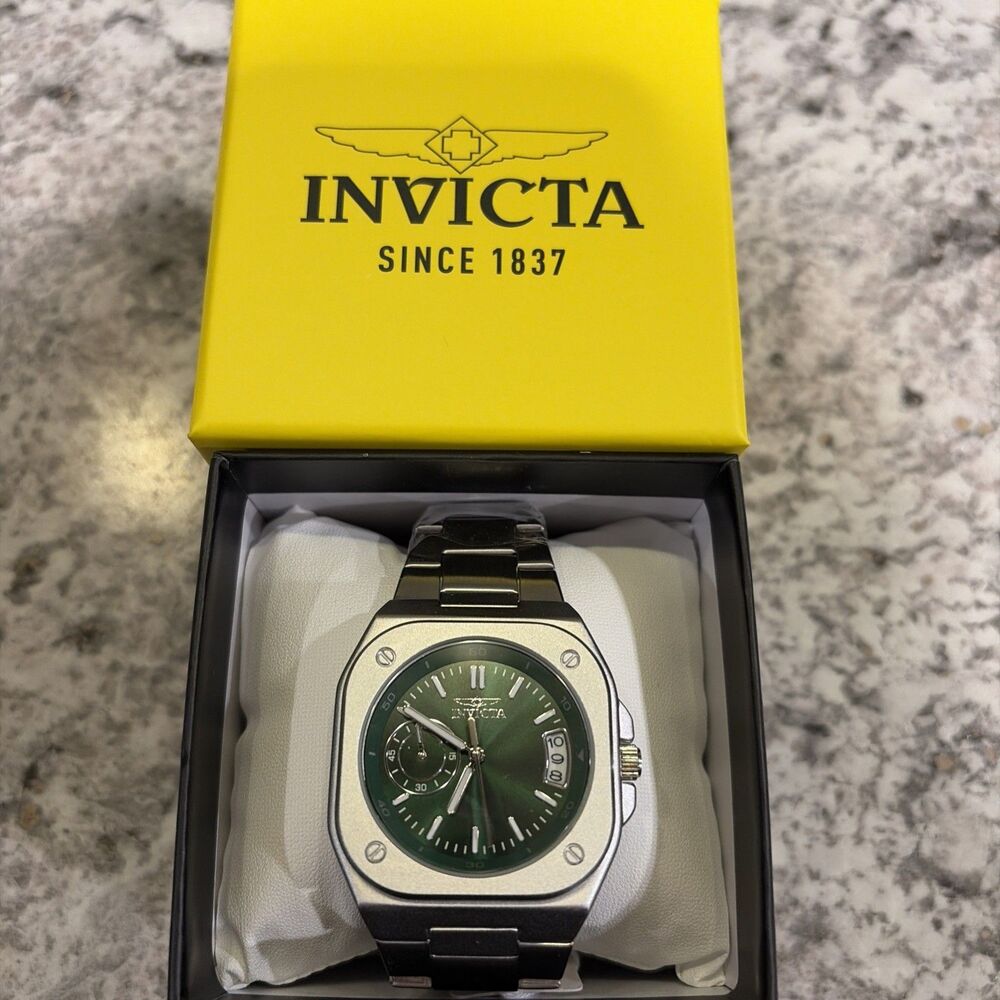 Invicta Cuadro Men’s 42mm Green Dial Stainless Steel Watch 70658